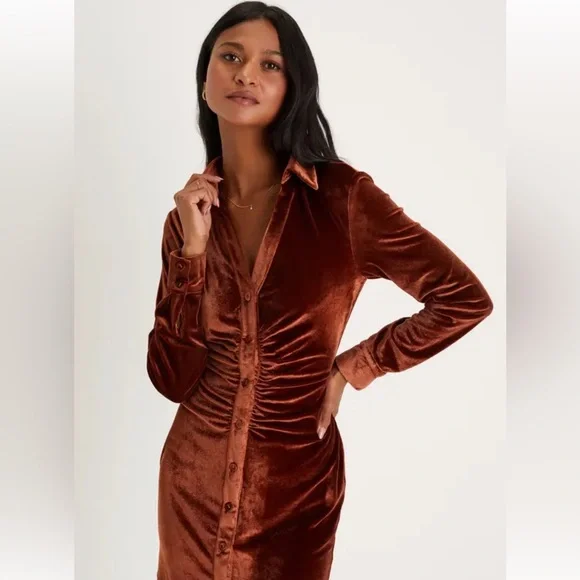Lulus | Dresses | Lulus Endless Style Rust Brown Velvet Ruched Buttonup Mini Dress | Poshmark Lulus | Dresses | Lulus Endless Style Rust Brown Velvet Ruched Buttonup Mini Dress | Poshmark